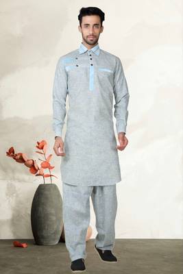 Indian Poshakh Mustard Cotton Linen Kurta Pajama 1