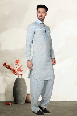 Indian Poshakh Mustard Cotton Linen Kurta Pajama 2