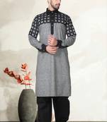 Indian Poshakh Black Cotton Linen Kurta Pajama