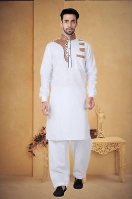 White Cotton Linen Kurta Pajama 1