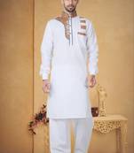White Cotton Linen Kurta Pajama