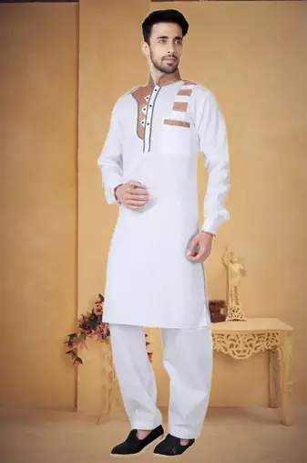 White Cotton Linen Kurta Pajama