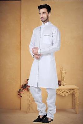 White Cotton Linen Kurta Pajama 2