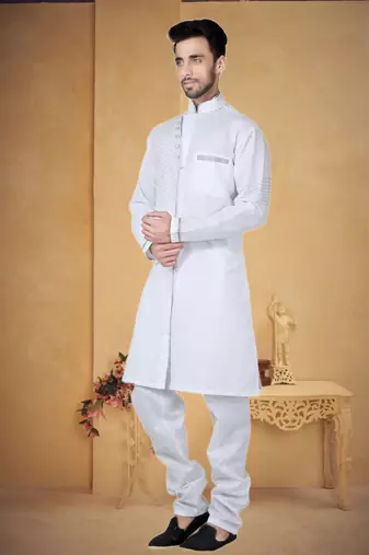 White Cotton Linen Kurta Pajama