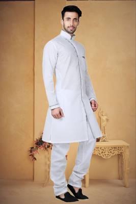 White Cotton Linen Kurta Pajama 3