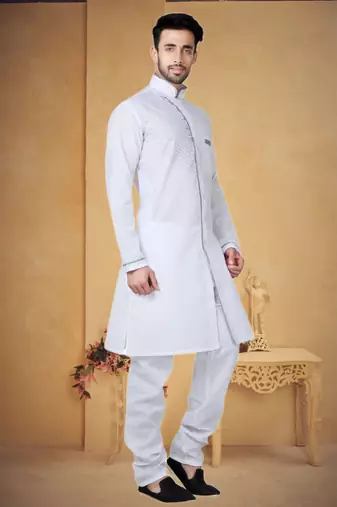 White Cotton Linen Kurta Pajama