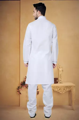 White Cotton Linen Kurta Pajama