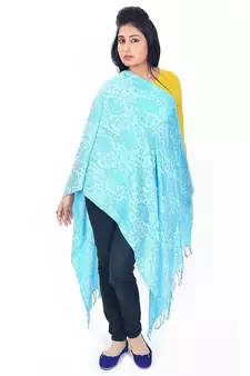 Paisleys N Bootis Design Turquoise Kashmiri Stole
