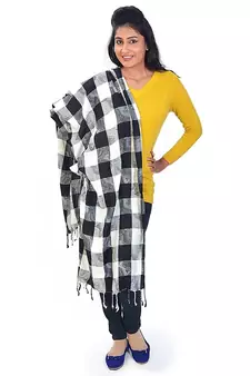 Black N White Chequered Warm Kashmiri Scarf Stole