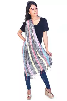 Paisley Stripes Design Multicolor Fancy Silk Stole