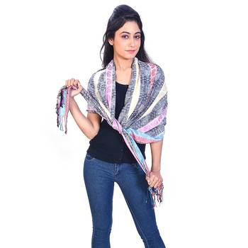 Paisley Stripes Design Multicolor Fancy Silk Stole 2