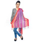 Multicolor Abstract Designs Reversible Silk Stole