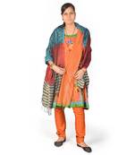 Blue N Red Reversible Kashmiri Designer Silk Stole