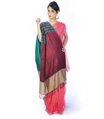 Multi-Color Striped Border Reversible Silk Stole