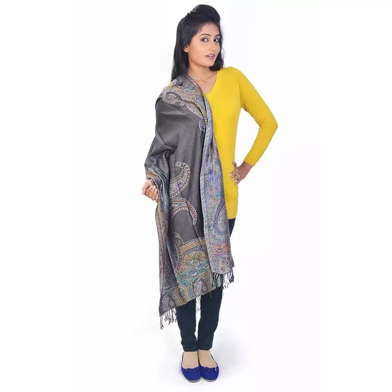 Floral Motif Pure Kashmiri Reversible Silk Stole