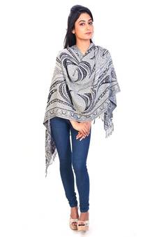 Black N White Pure Kashmiri Reversible Silk Stole