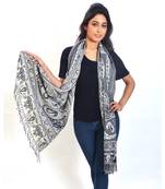 Pure Kashmiri Floral N Paisley Print Silk Stole