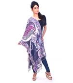 Ethnic Paisley Print Reversible Purple Silk Stole