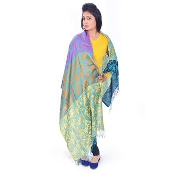 Multicolor Designer Kashmiri Reversible Silk Stole 1