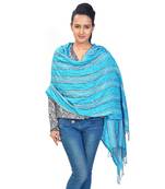 Cute Floral Design Turquoise Reversible Silk Stole