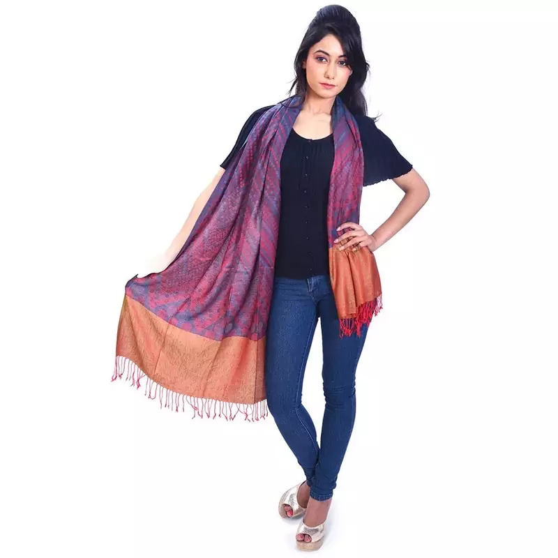 Floral Design Kashmiri Reversible Warm Silk Stole