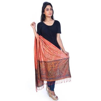 Cute Paisley N Floral Designer Kashmiri Silk Stole 1
