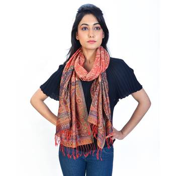 Cute Paisley N Floral Designer Kashmiri Silk Stole 2