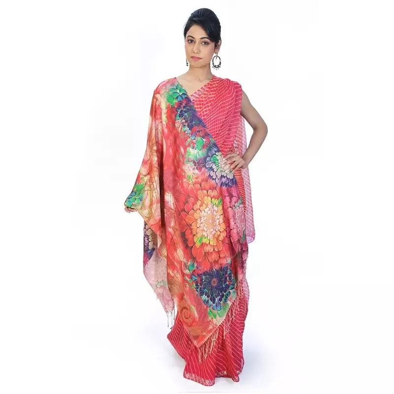 Elegant Floral Design Multi-Color Kashmiri Stole