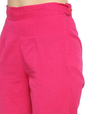Indibelle Pink rayon printed a line kurti with trouser. 4