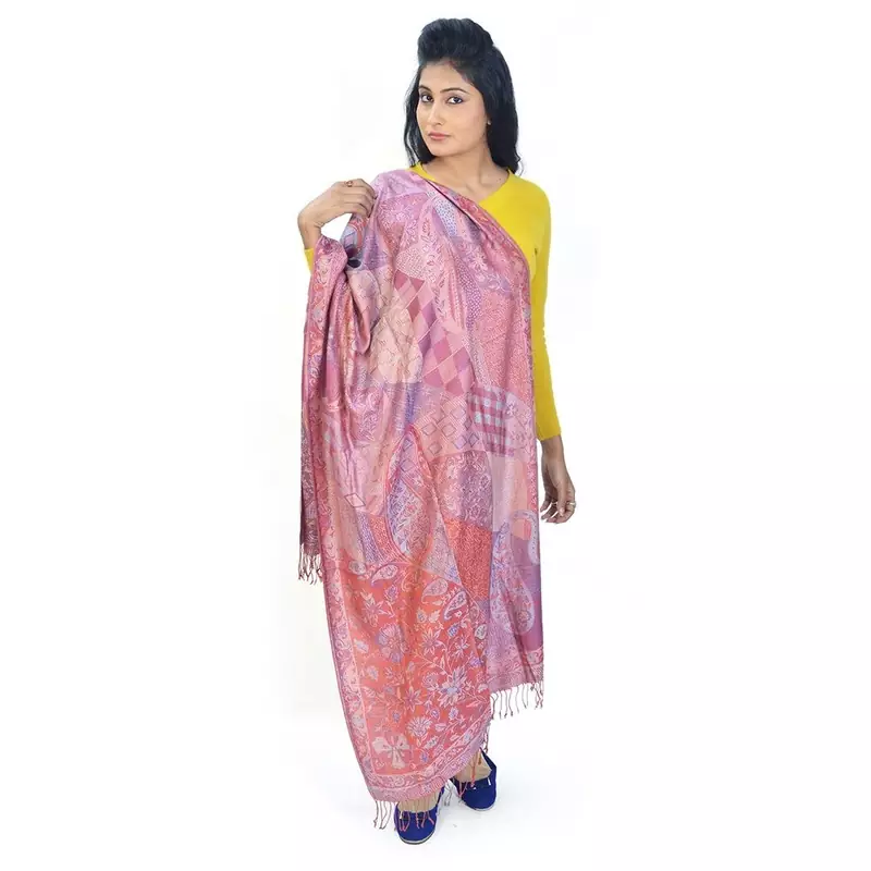Floral N Paisley Design Red Kashmiri Woolen Stole