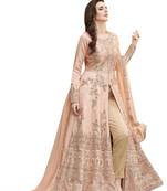 Peach Embroidered Silk Anarkali Suit