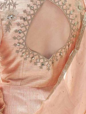 Peach Embroidered Silk Anarkali Suit 2
