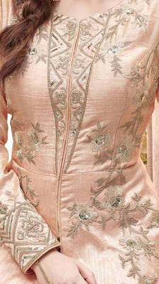 Peach Embroidered Silk Anarkali Suit 3