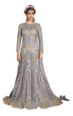 Grey Embroidered Net Salwar 1