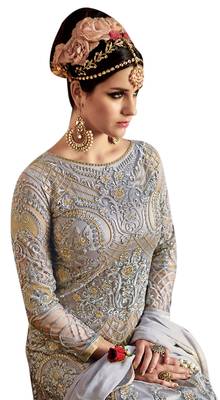 Grey Embroidered Net Salwar 2