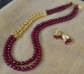 Red Onyx And Kundan Necklace Set 1