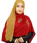 Maroon Colour Khati Work Lace Work &  Diamond Stone Work Indian Hoisery Cotton Hijab (Headscraf)
