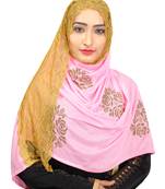 Babypink Colour Khati Work Lace Work &  Diamond Stone Work Indian Hoisery Cotton Hijab (Headscraf)
