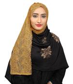 Black Colour Khati Work Lace Work &  Diamond Stone Work Indian Hoisery Cotton Hijab (Headscraf)