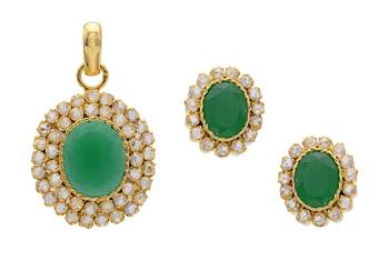 Beautiful Colour Stone Studded Pendant Set 1
