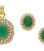 Beautiful Colour Stone Studded Pendant Set