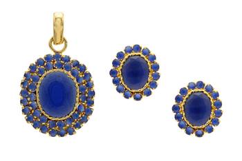 Beautiful Colour Stone Studded Pendant Set 1