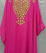 Pink Georgette Hand Embroidery Stitched Abaya