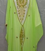 Parrot Green Georgette Hand Embroidery Stitched Abaya