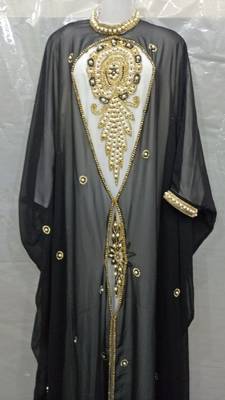 Black Georgette Hand Embroidery Stitched Abaya 1