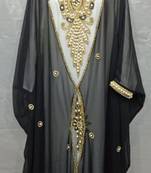 Black Georgette Hand Embroidery Stitched Abaya