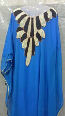 Blue Georgette Hand Embroidery Stitched Abaya 1