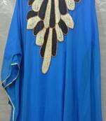 Blue Georgette Hand Embroidery Stitched Abaya