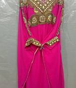Pink Georgette Hand Embroidery Stitched Abaya