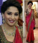 Bollywood replica madhuri-dixit pink shaded sillky saree